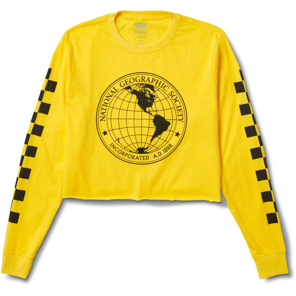 Vans WM NAT GEO LS CROP CYBER YELLOW Dámská mikina